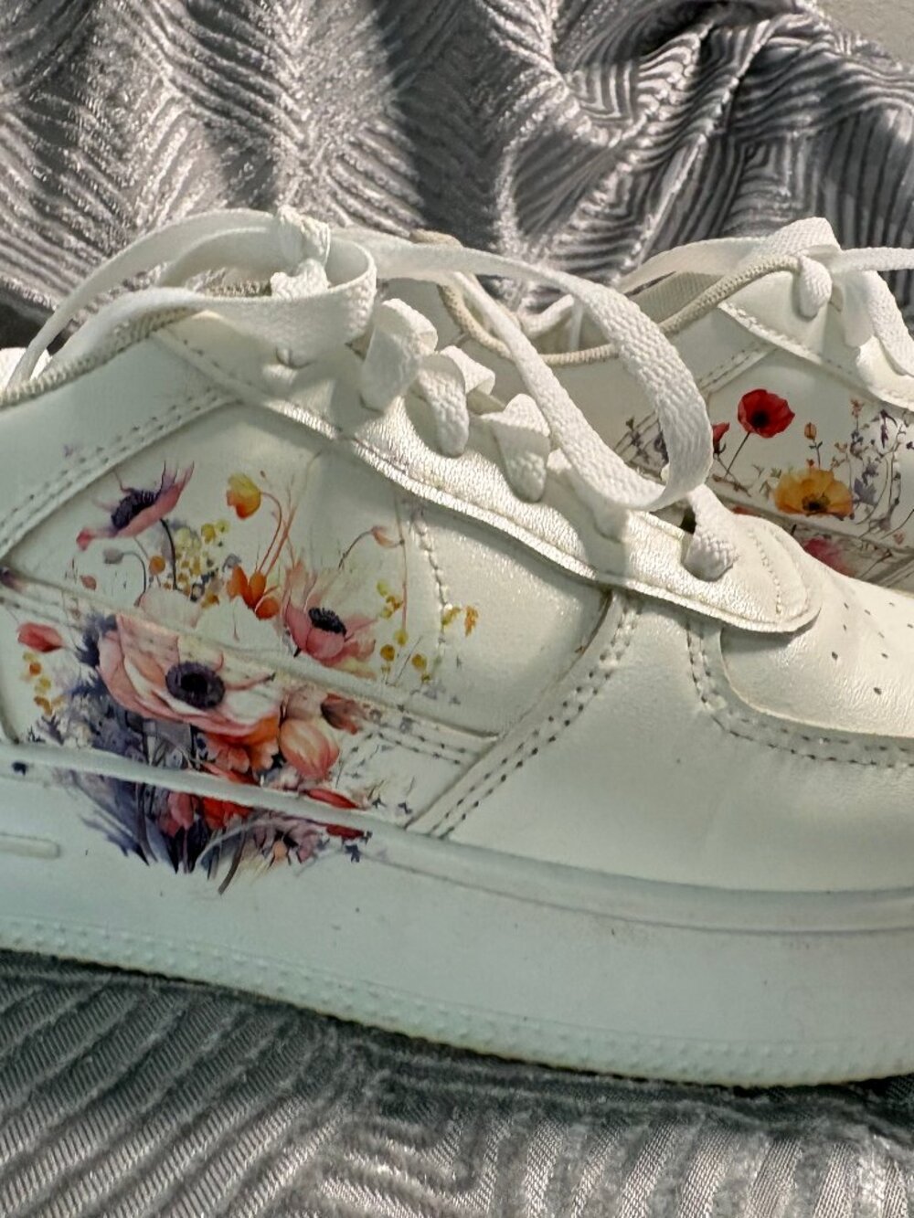 Upcycled Floral Sneakers | Hand-Embellished Shoes | Women’s Size 6.5/7